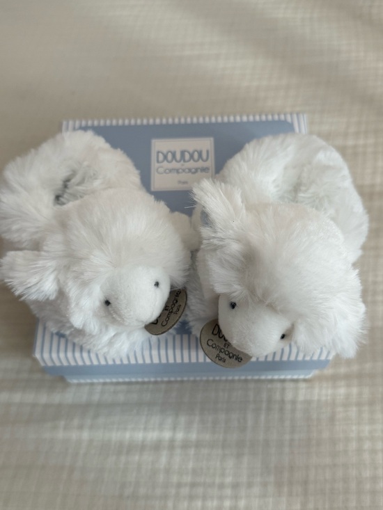 Doudou Et Compagnie Other - Doudou Et Compagnie Paris Lamb Rattle Bootie Slippers- Light Blue- NIB- Newborn